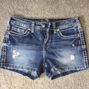 Silver jean shorts